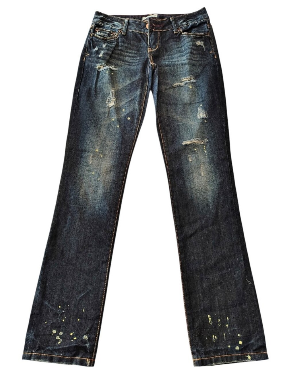 Vintage Aeropostale 100% Cotton Distressed Blue Denim Bayla Paint Jeans Size 00R
